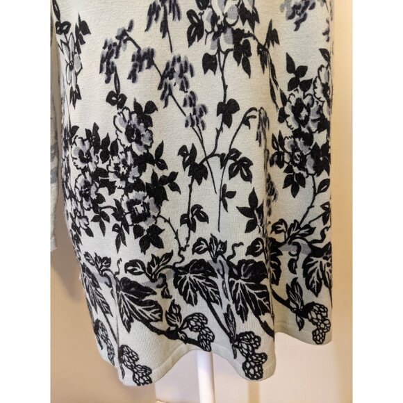 Womens La Viola Light Blue Floral Knit Tunic Sweater Pullover Cottage Grannie M - Picture 5 of 10